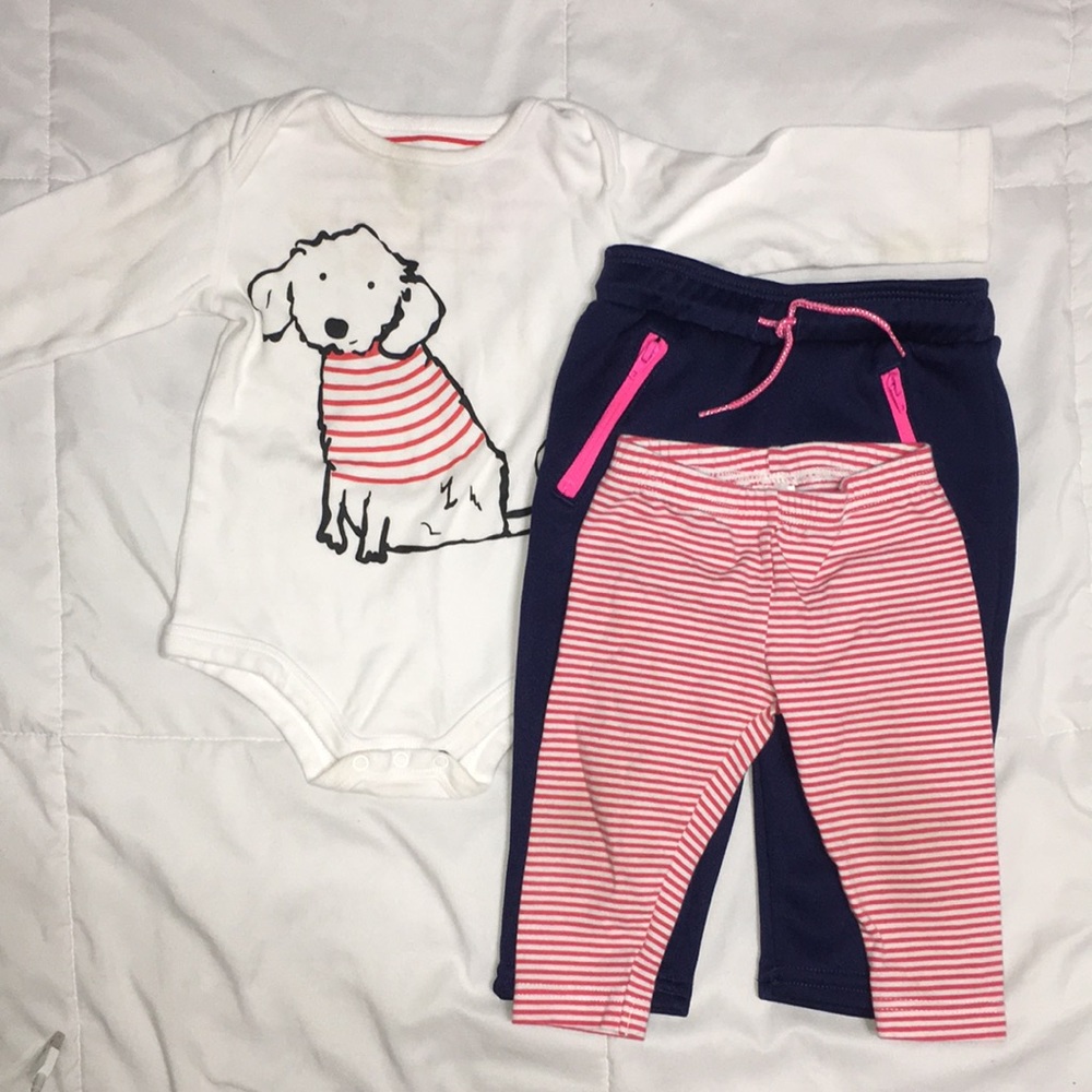 One onesie and two bottoms